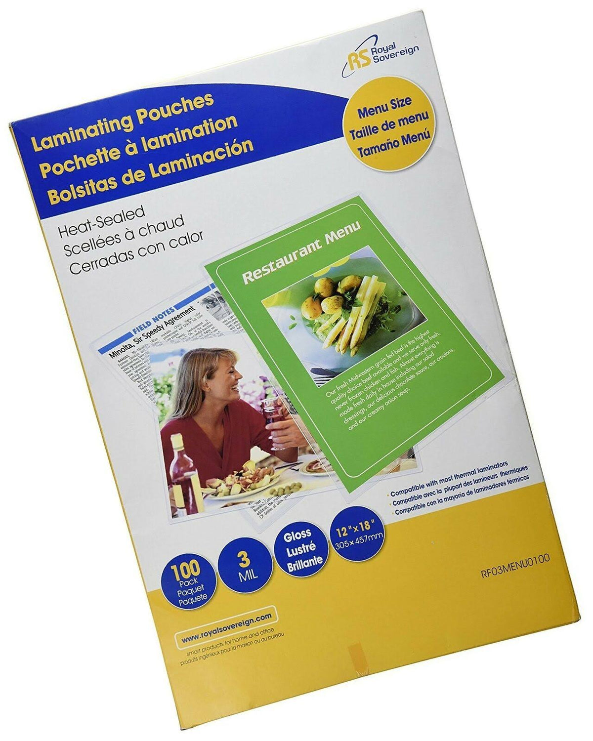 100-Pack Menu Size Laminating Pouch L436