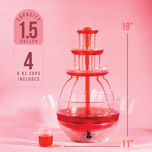 1.5 Gal 3 Tier LED Drink Fountain with 4 Reusable Cups Z145905