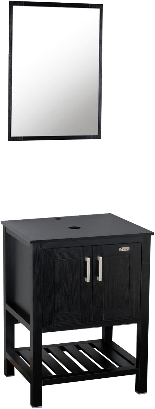 24'' Modern Bathroom Vanity and Sink Combo with White Ceramic Vessel Sink and Chrome Brass Faucet X40042