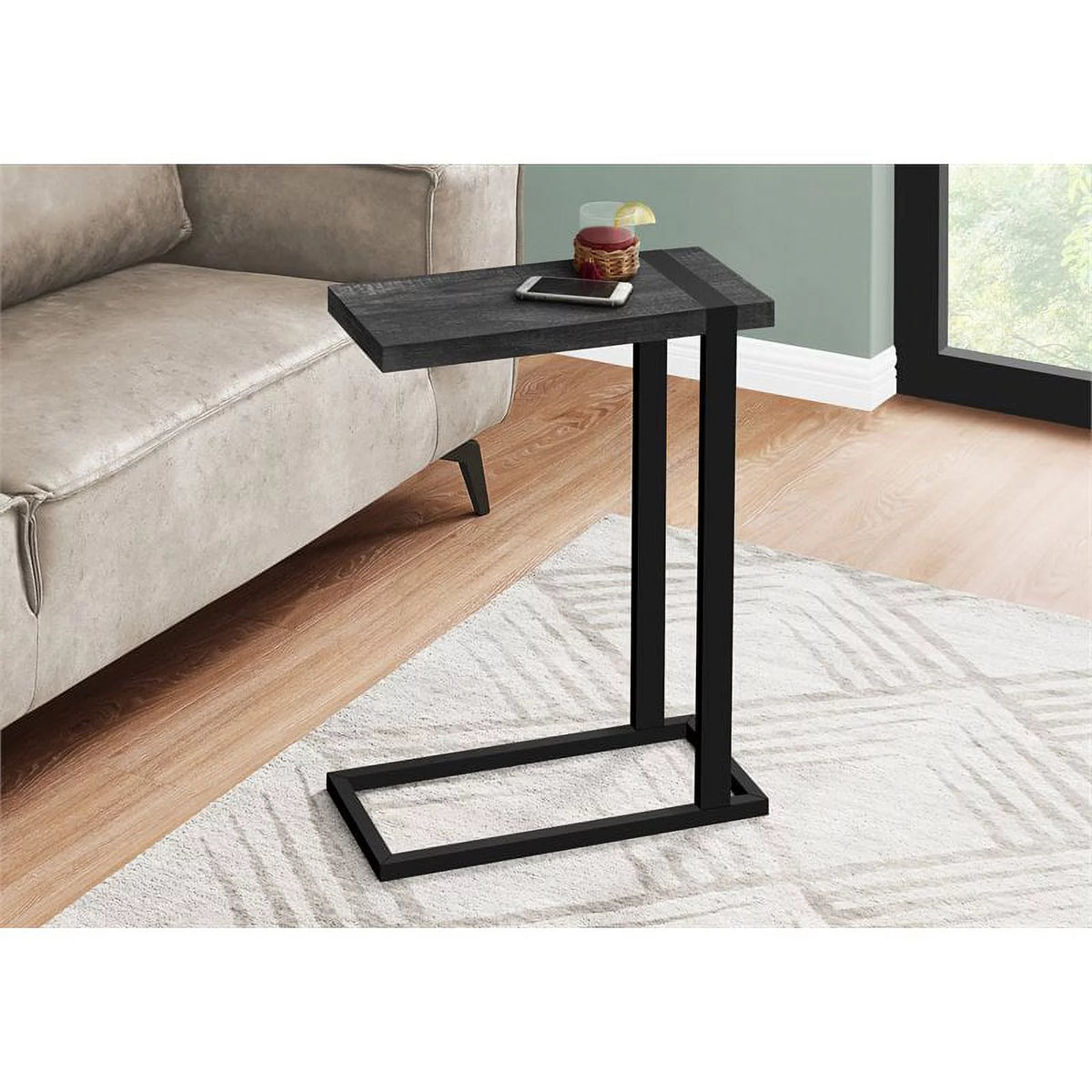 19.25" Rectangular Wood Side Table in Black - Set of 2 J599
