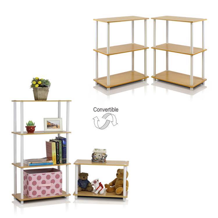 3-Tier Multipurpose Shelf Display Rack, Beech, Set of 2 B6225