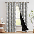 100% Blackout Blue Damask Medallion Curtains 96 in 2 Panels N741