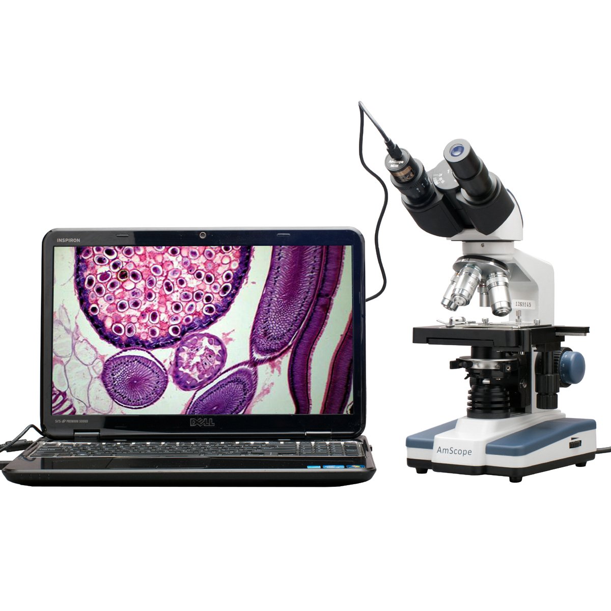 40X-2500X LED Digital Binocular Compound Microscope with 3D Stage and USB Camera V6083