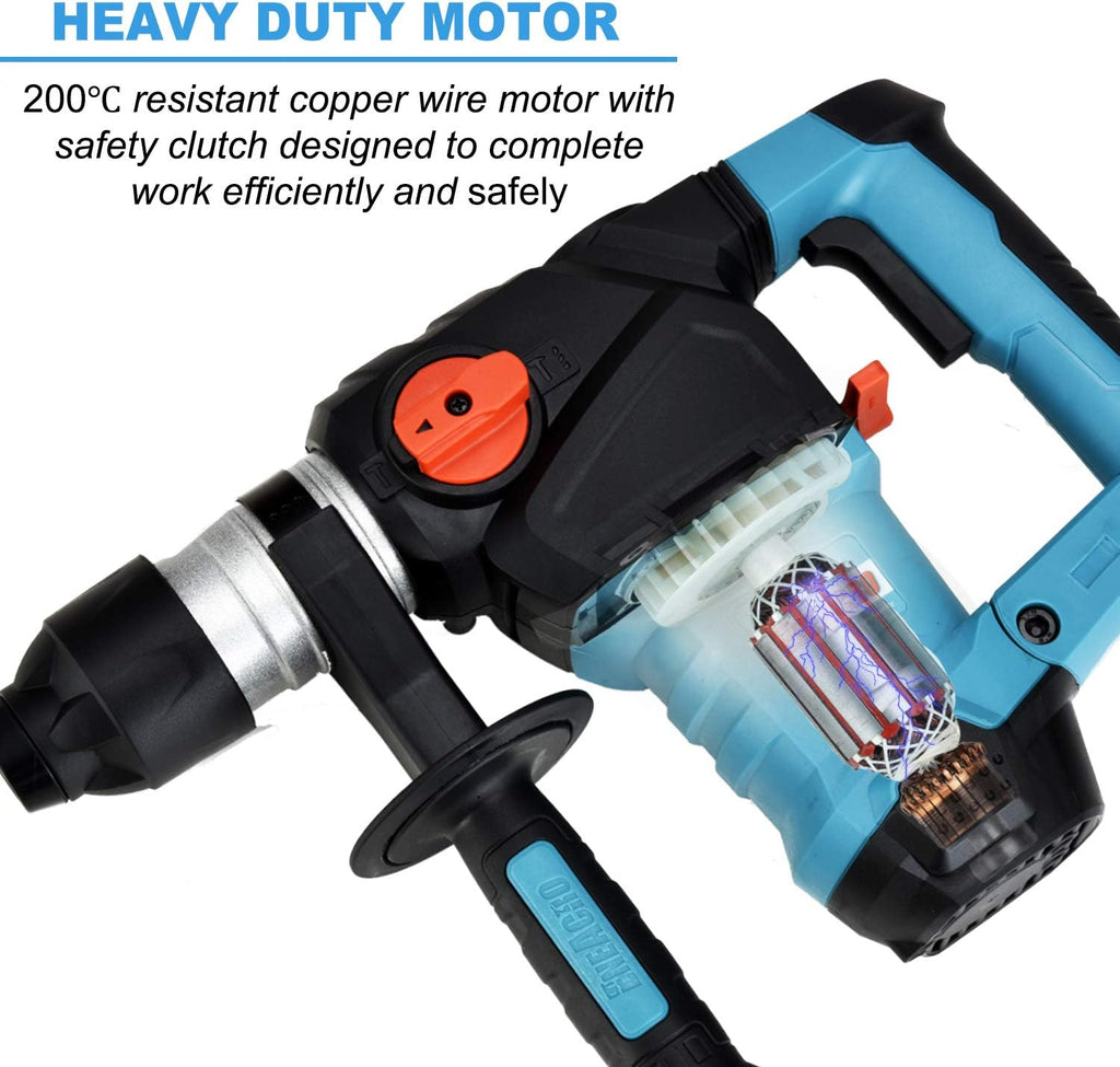 1-1/4 Inch SDS-Plus 12.5 Amp Heavy Duty Rotary Hammer Drill with Case B10916