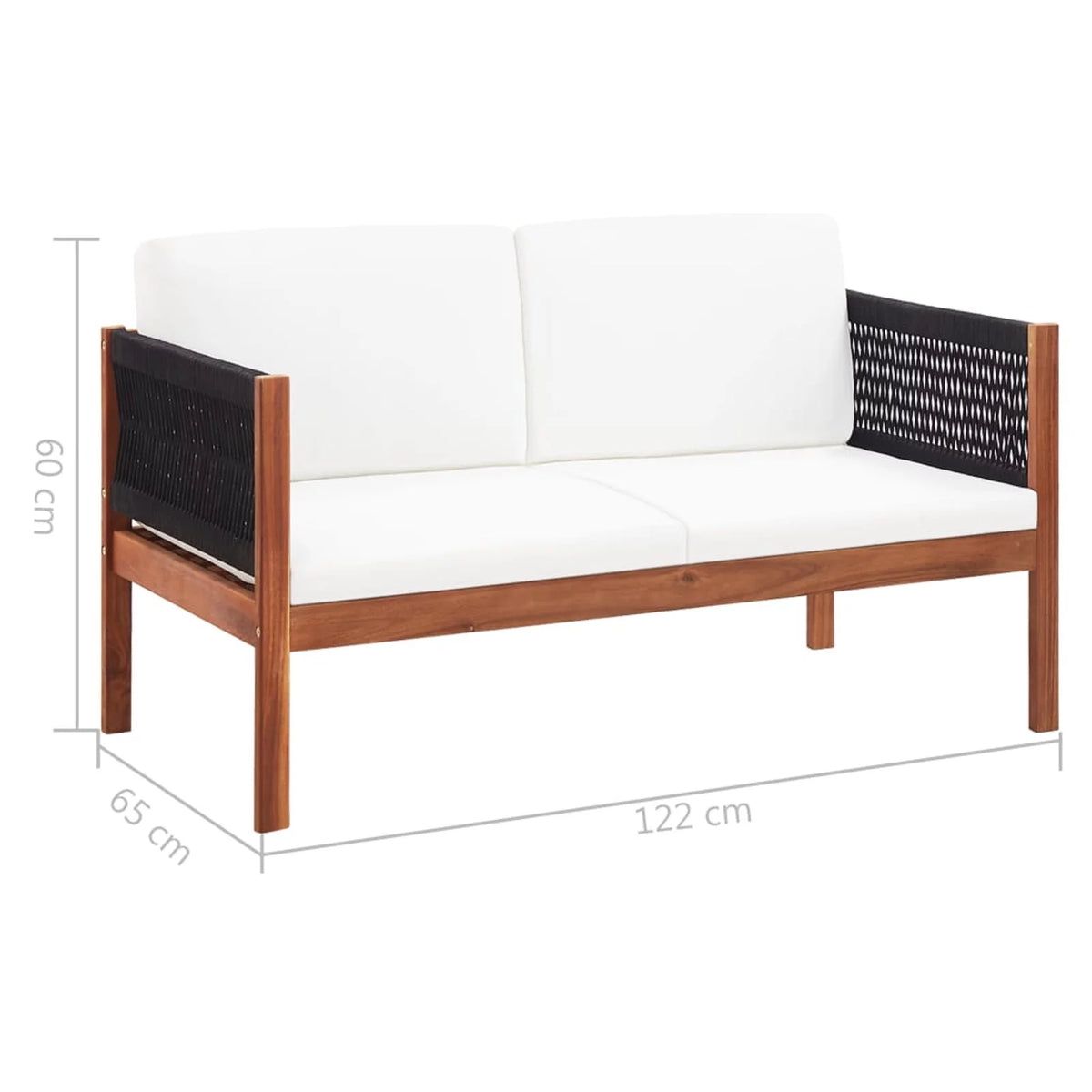 2-Seater Acacia Wood Patio Sofa with Cushions J659