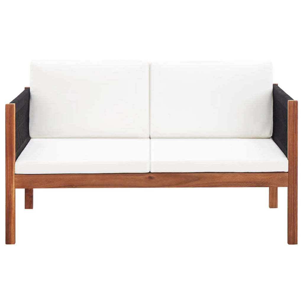 2-Seater Acacia Wood Patio Sofa with Cushions J659