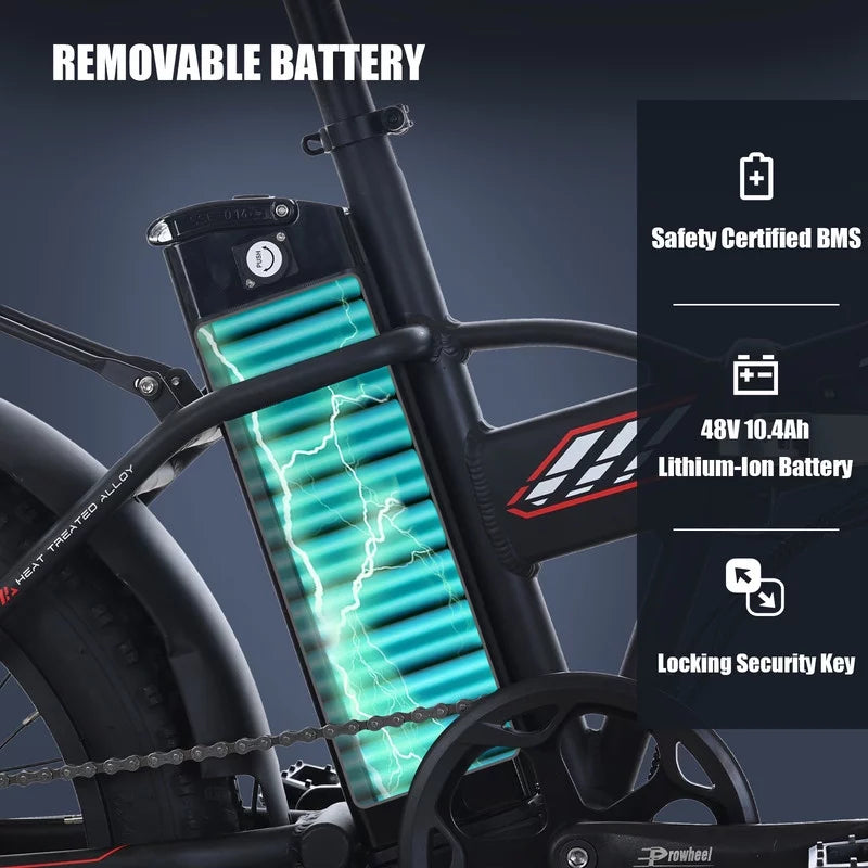 20” x 4” Fat Tire 500W Folding Electric Bike R524