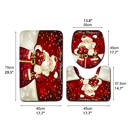 3Pcs Christmas Bathroom Decor Set with Toilet Seat Cover and U Shaped Toilet Rugs R619