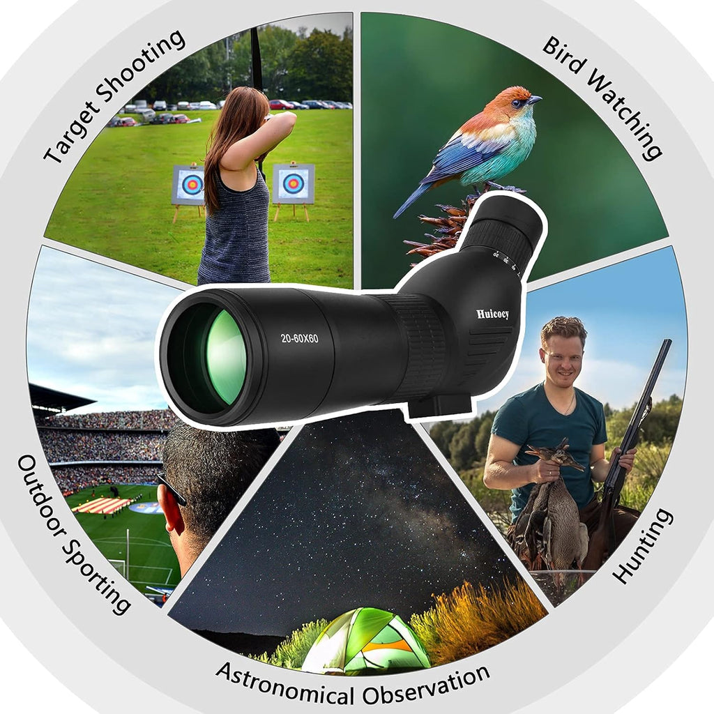 20-60x60mm Zoom Spotting Scope with Tripod, Phone Adapter, Carry Bag P238