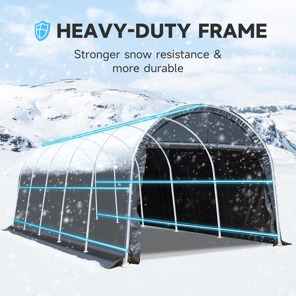 12 x 24 FT Heavy Duty Carport with All-Steel Metal Frame Q410764