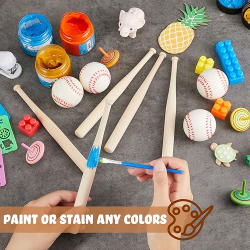 24 Pcs 8" Unfinished Wood Mini Baseball Bats 2" Foam Baseballs U235167