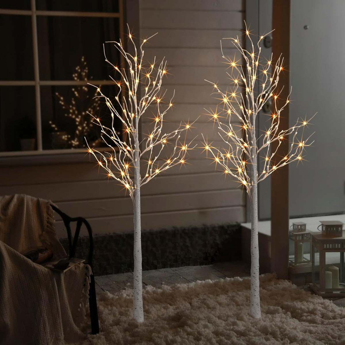 2 Pack 6 Feet Prelit White Artificial Christmas Trees H27525