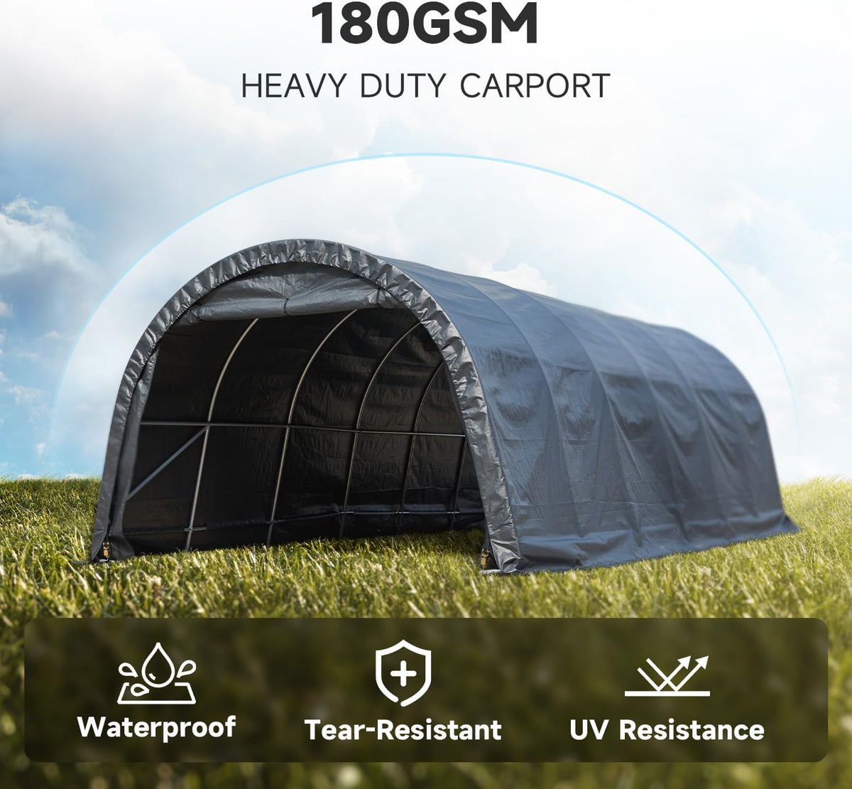 12 x 24 FT Heavy Duty Carport with All-Steel Metal Frame Q410764