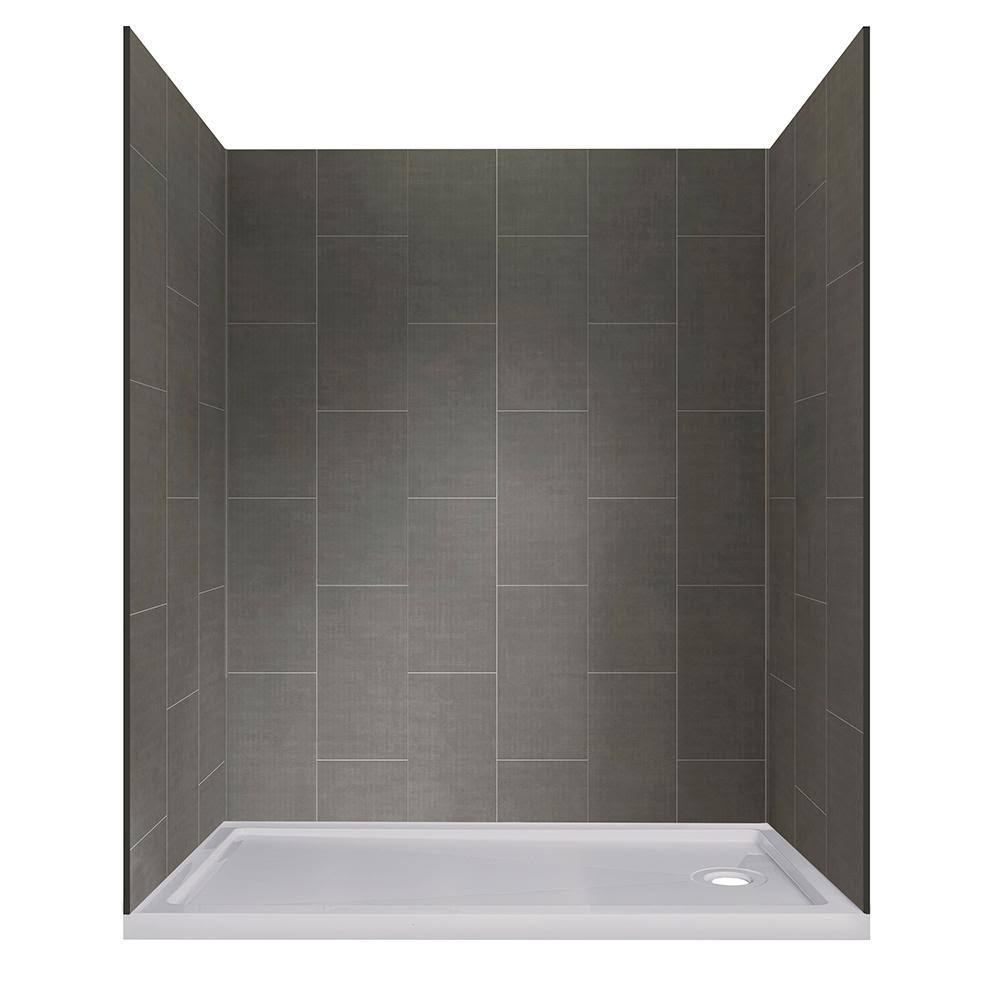 32 in. x 60 in. x 78 in. White Shower Kit with Right Drain Base (5-Piece) J60741