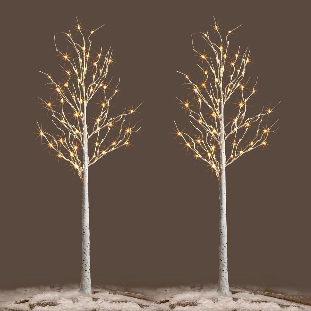 2 Pack 6 Feet Prelit White Artificial Christmas Trees H27525