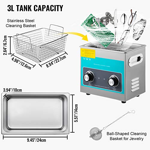 3L 40kHz 304 Stainless Steel Ultrasonic Cleaner P65717