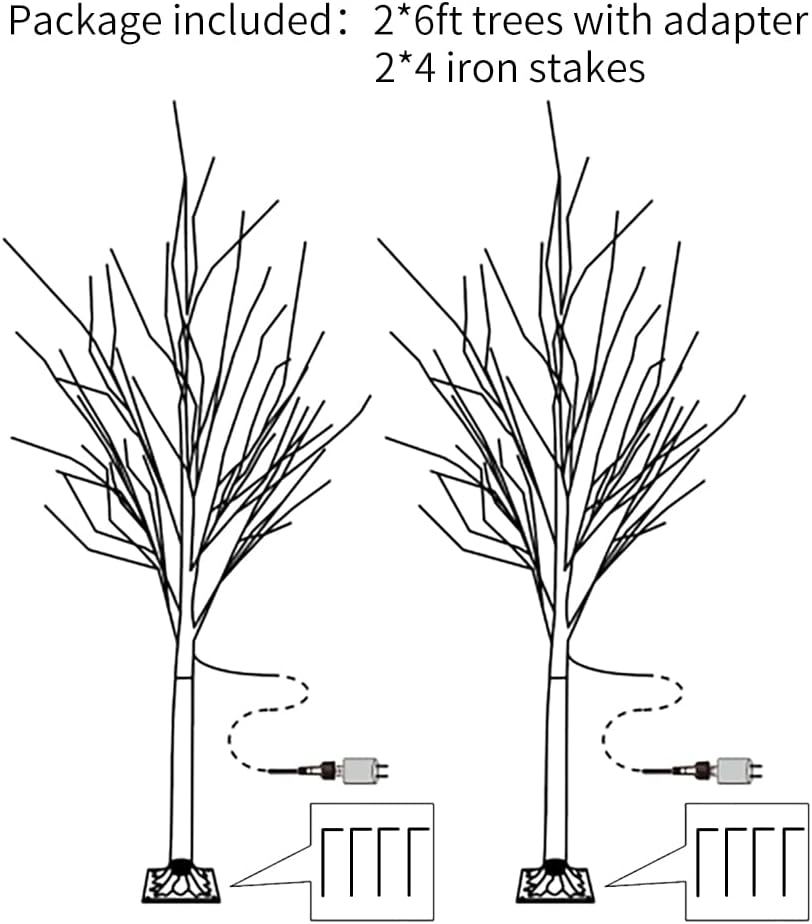 2 Pack 6 Feet Prelit White Artificial Christmas Trees H27525