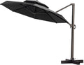 11.5FT Double Top Round Grey Offset Cantilever Outdoor Umbrella H965