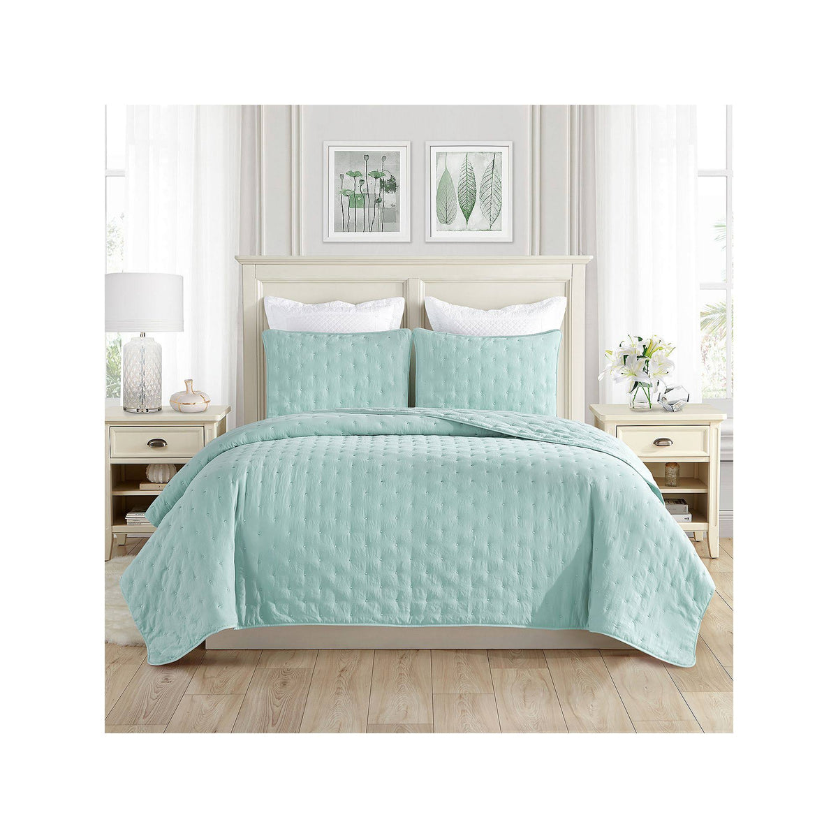 3PC Lightweight Quilt Bed Set - Mint - Full/Queen O462809