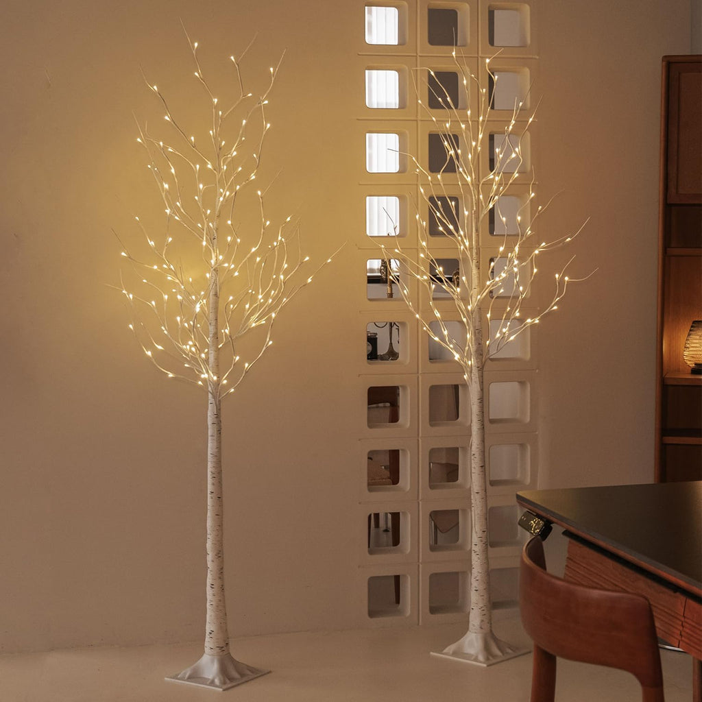 2 Pack 6 Feet Prelit White Artificial Christmas Trees H27525
