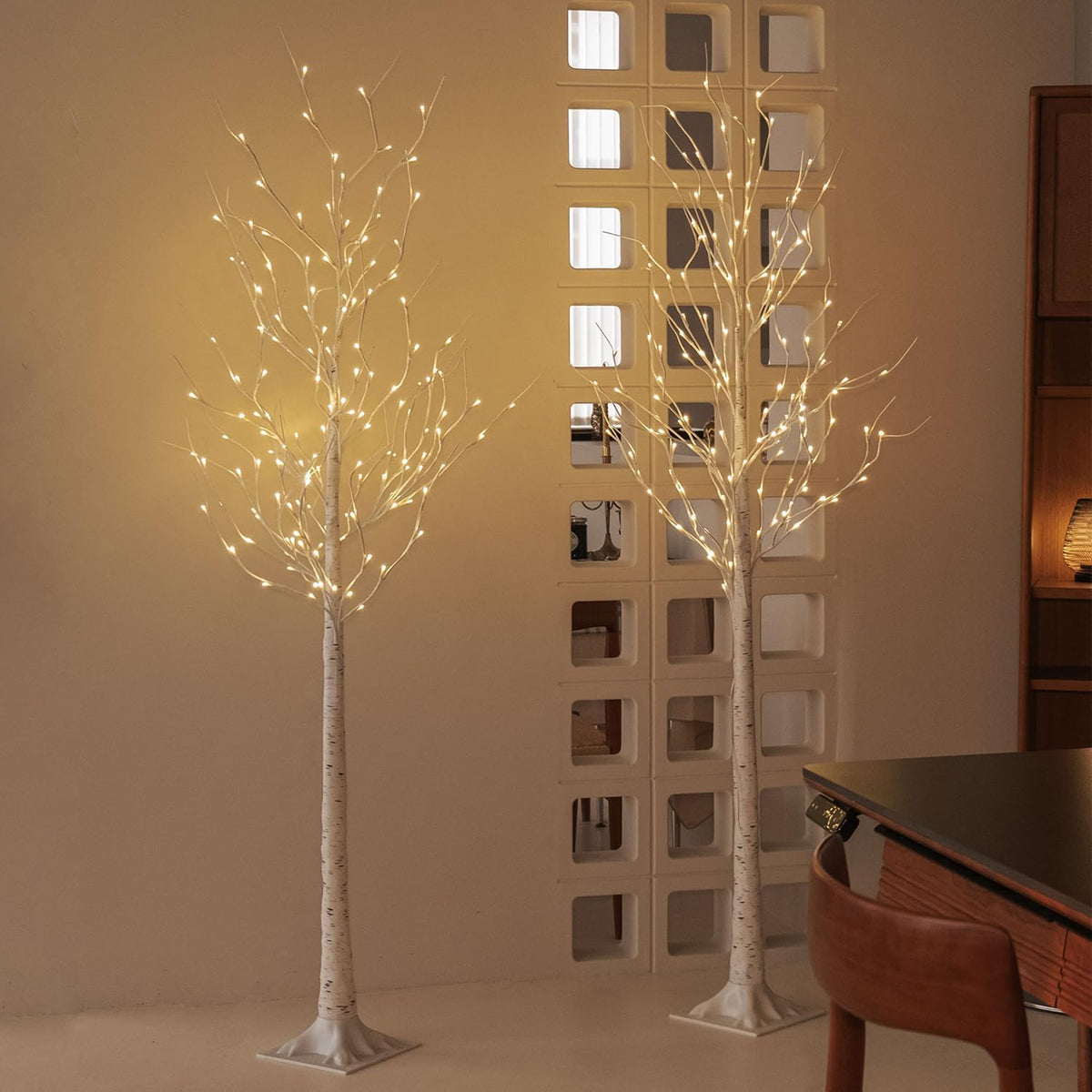 2 Pack 6 Feet Prelit White Artificial Christmas Trees H27525