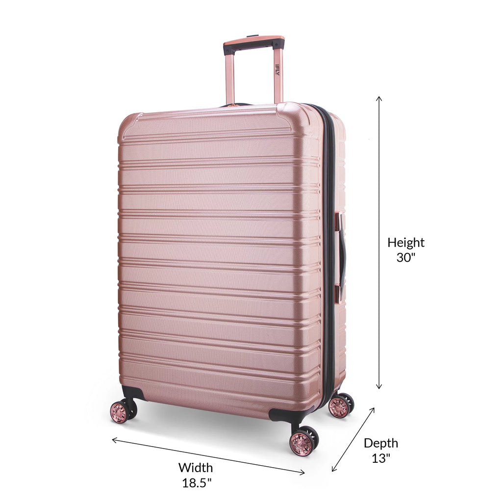 3 Piece Hardside Luggage Set, 20" Carry-on, 24" and 28" Checked, Rose Gold O936
