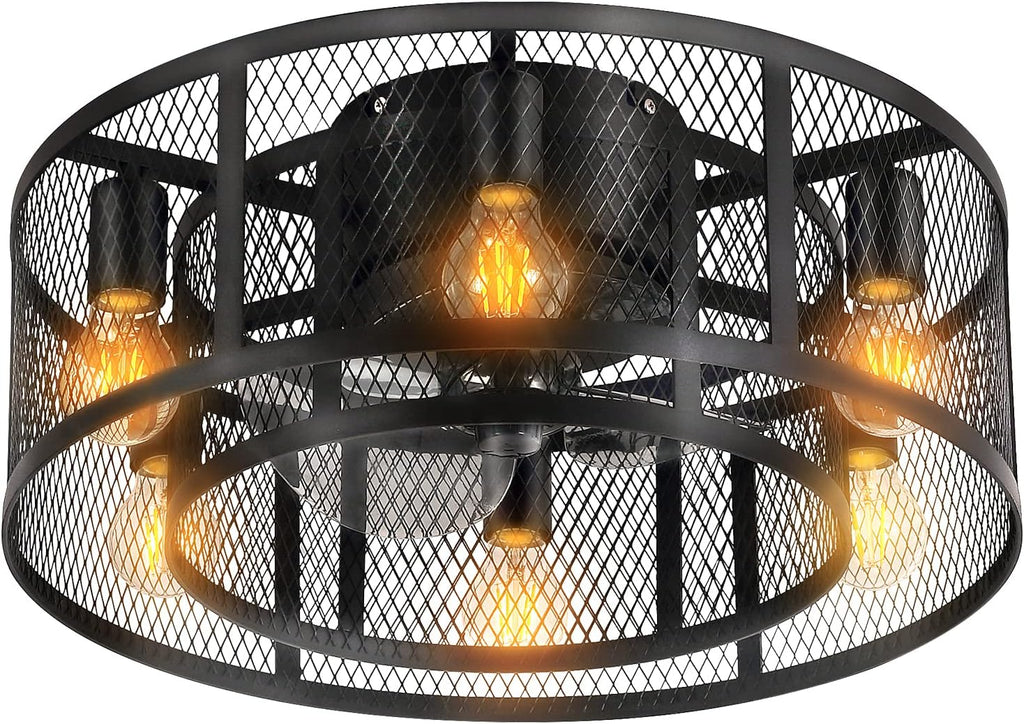 20'' Black Caged Ceiling Fan with Light O641