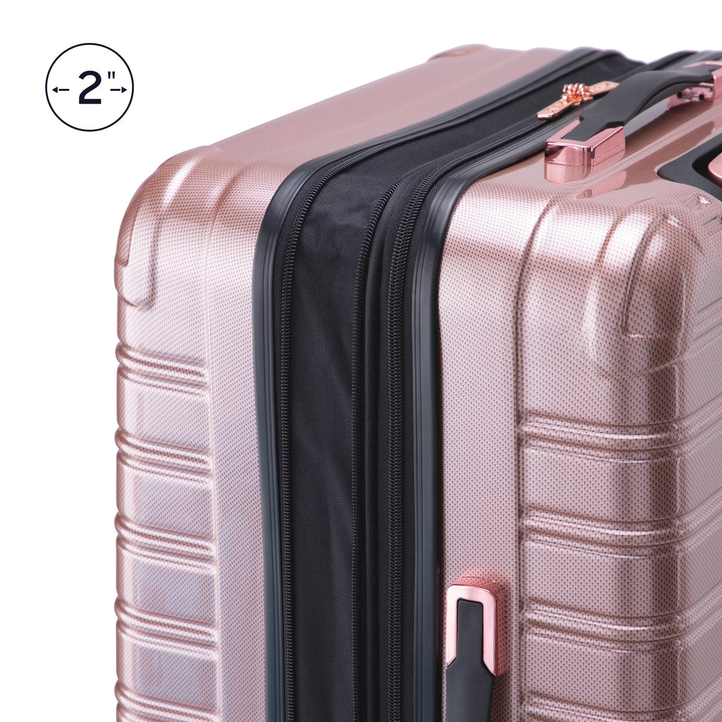 3 Piece Hardside Luggage Set, 20" Carry-on, 24" and 28" Checked, Rose Gold O936