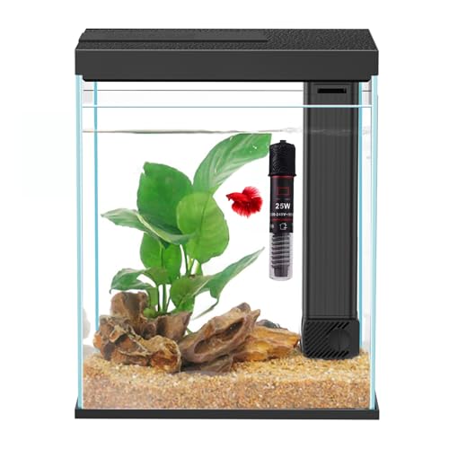 2 Gallon Glass Betta Fish Tank with Heater Filter and Light O95813