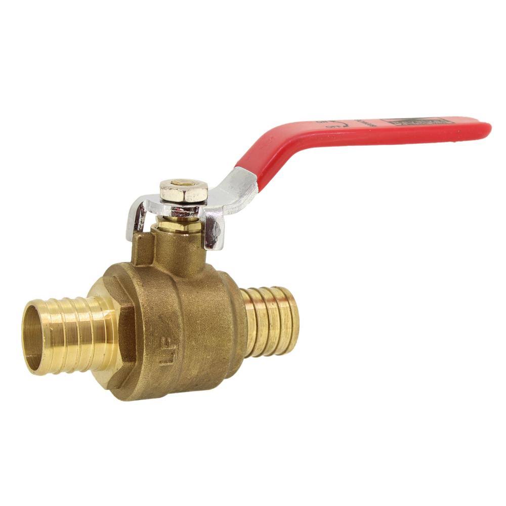 3/4 in. PEX Full Port Brass Ball Valve with Red Handle (10-Pack) B3396