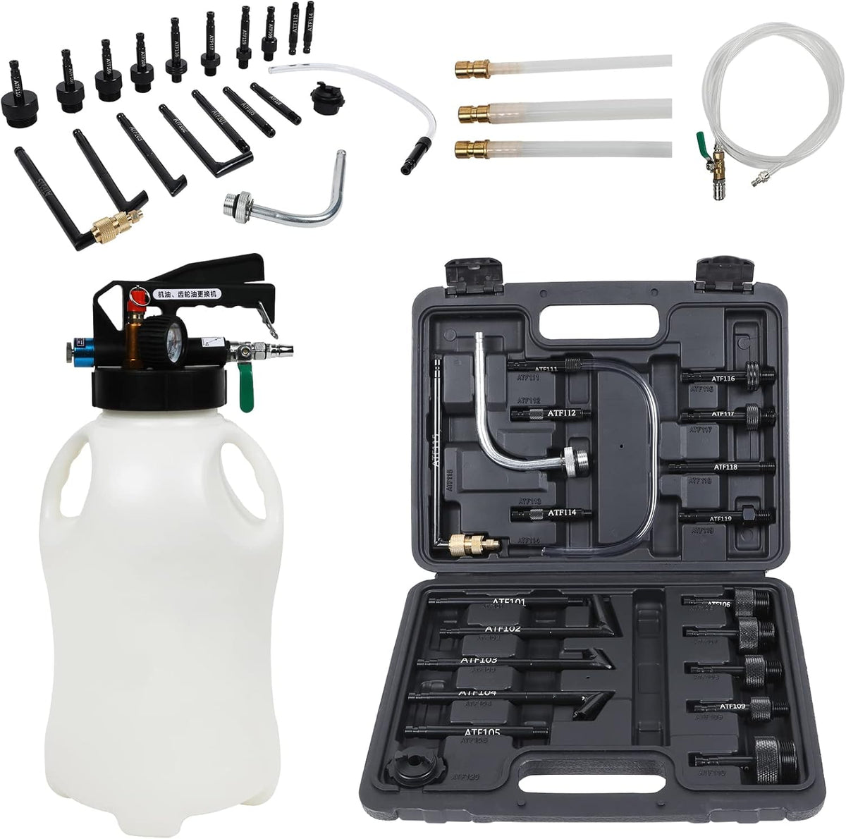 10L Manual Automatic Transmission Fluid Refill Pump Set with 20 PCS Adapters E17364
