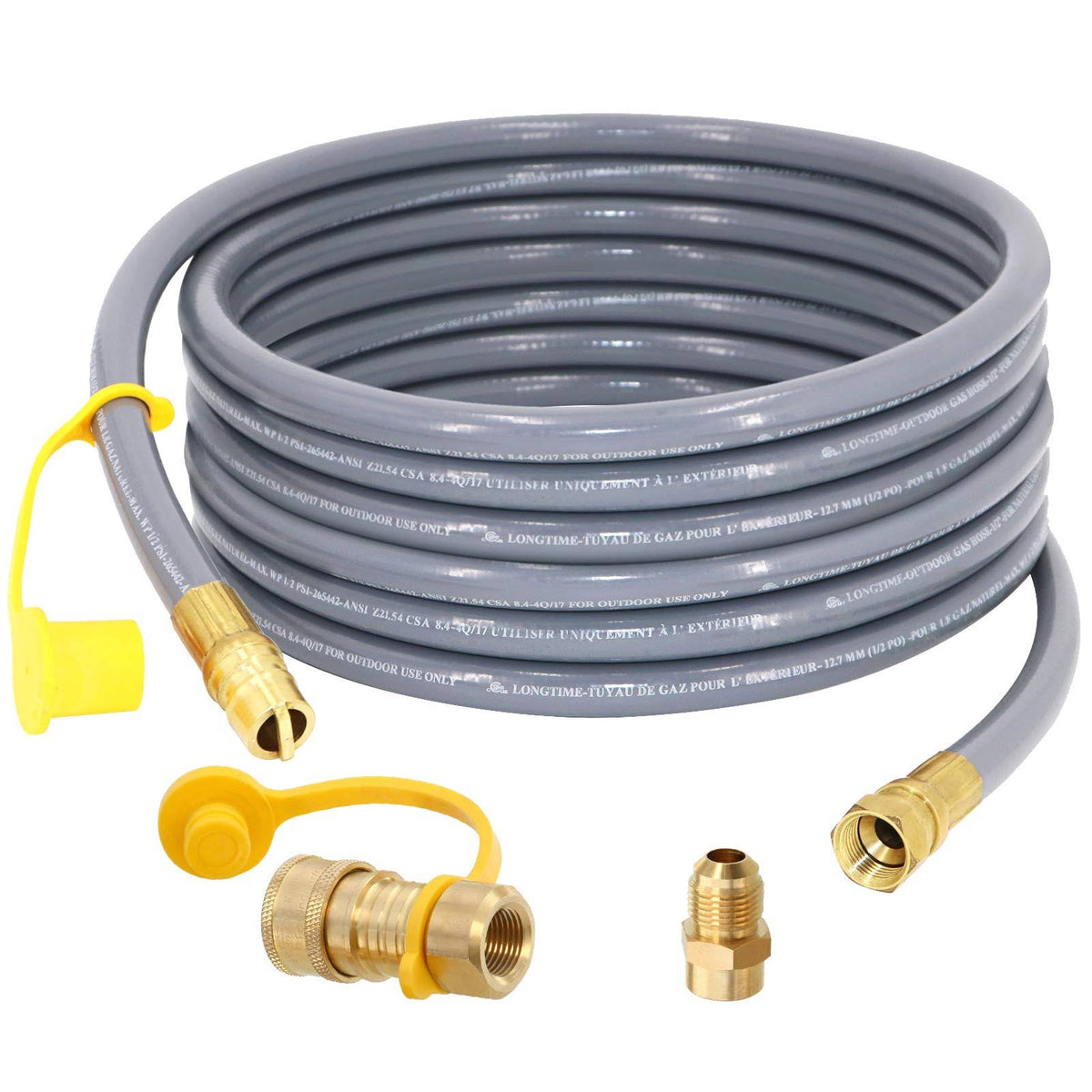 24 Feet 1/2 inch ID Natural Gas Hose with Quick Connect Fittings B63877