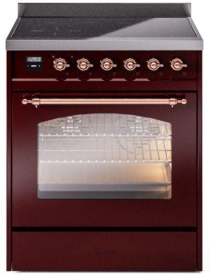 30 Induction Range with Electric Oven in Burgundy with Copper Trim L77802