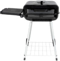 22 Square Steel Charcoal Grill with Foldable Side Shelf, Black M559014