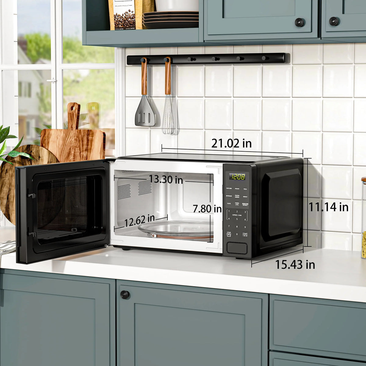1.1 Cu ft 1000 Watts Black Countertop Microwave Oven S7430
