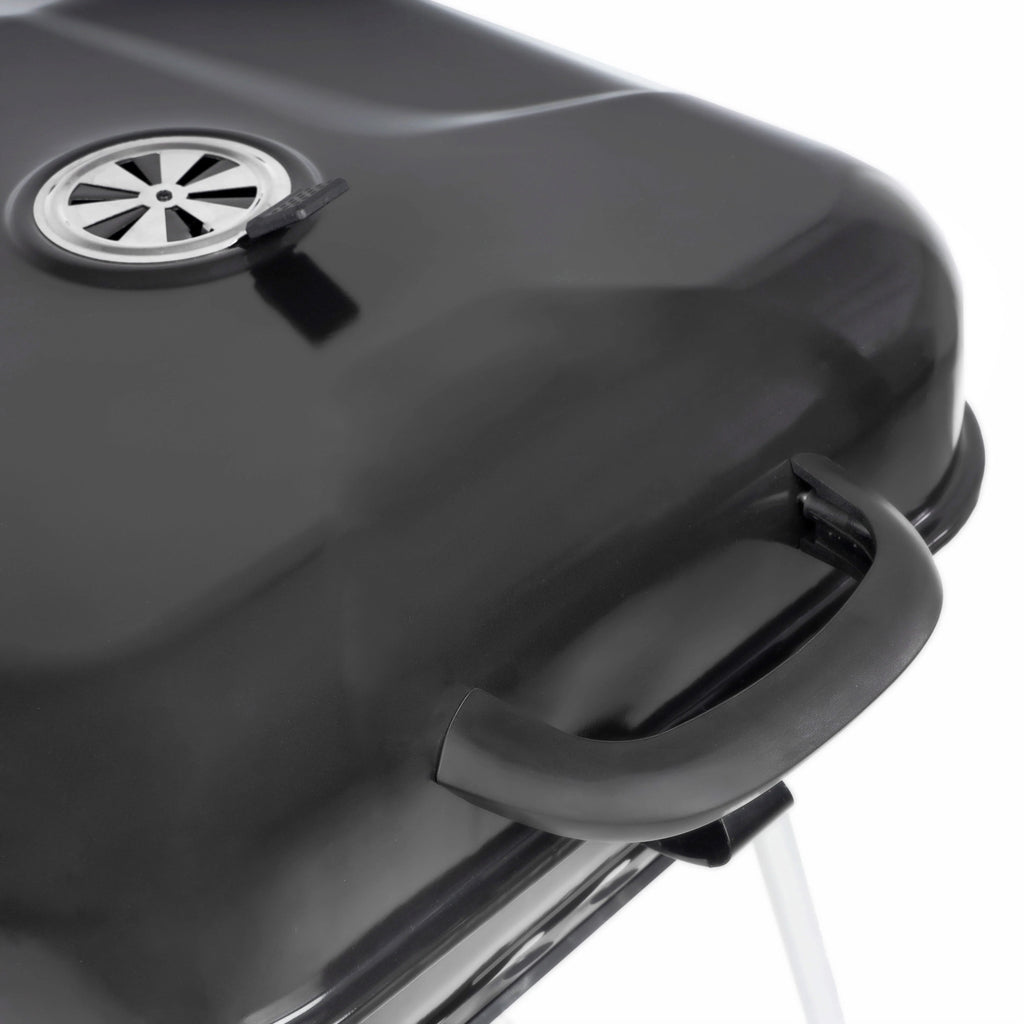 22 Square Steel Charcoal Grill with Foldable Side Shelf, Black M559014
