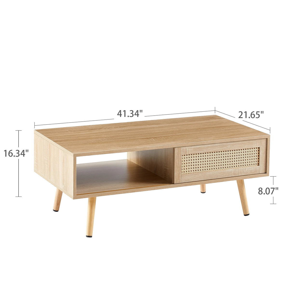 41.34" Rattan Coffee Table with Sliding Door Storage R170094
