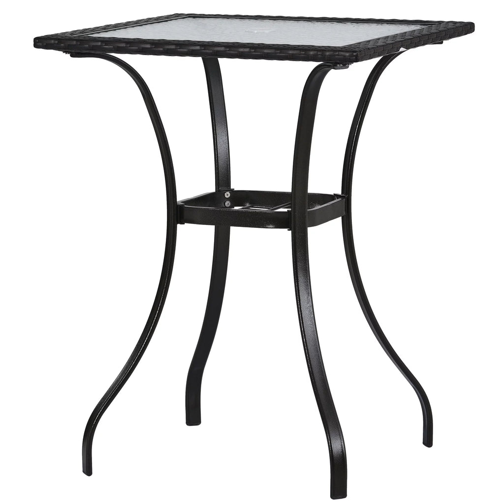 2 Pieces Outdoor Bistro Set with Umbrella Hole, 4 Foldable Chair, Brown K785917