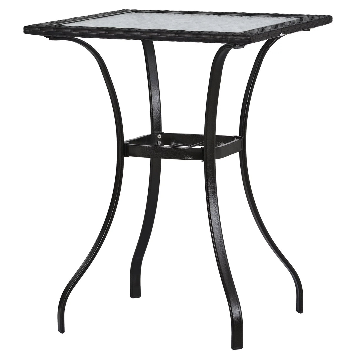2 Pieces Outdoor Bistro Set with Umbrella Hole, 4 Foldable Chair, Brown K785917