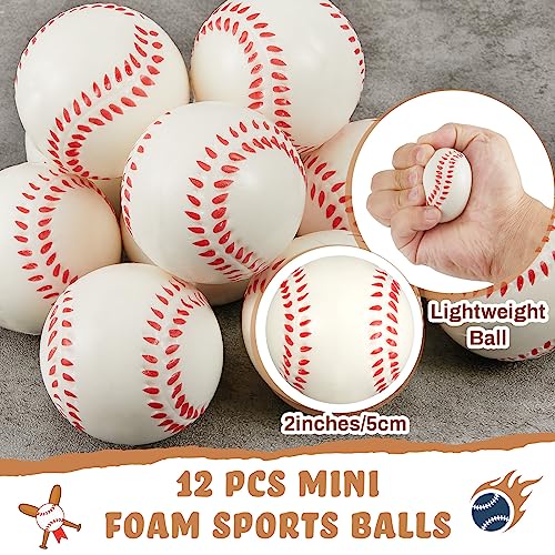 24 Pcs 8" Unfinished Wood Mini Baseball Bats 2" Foam Baseballs U235167