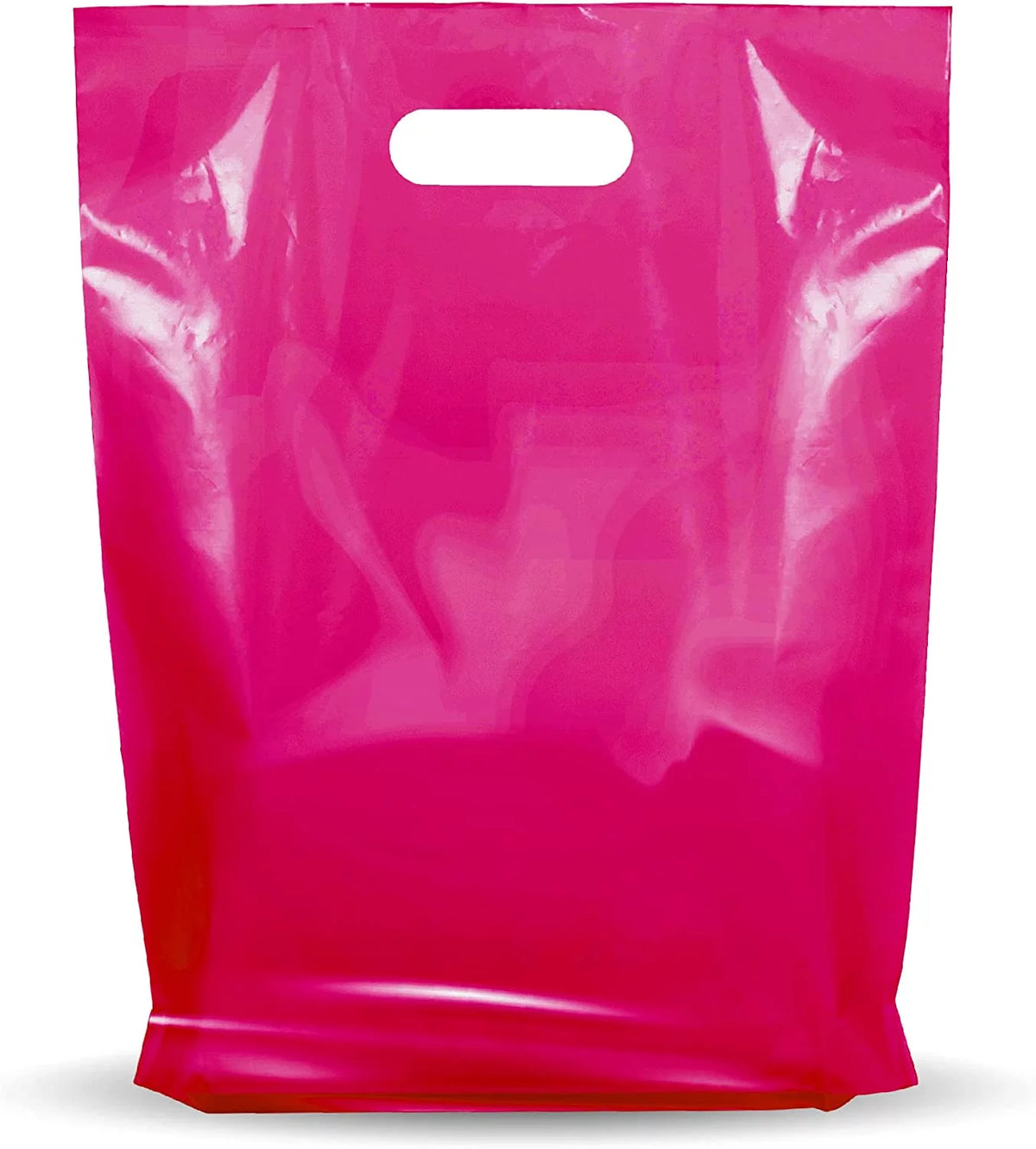 12" x 15" 1.25 mil Pink Glossy Plastic Retail Bags 1000 Pack W830