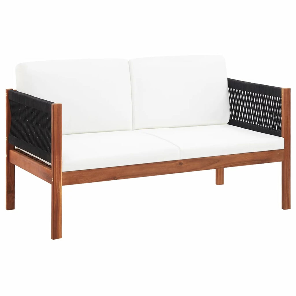 2-Seater Acacia Wood Patio Sofa with Cushions J659