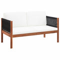 2-Seater Acacia Wood Patio Sofa with Cushions J659