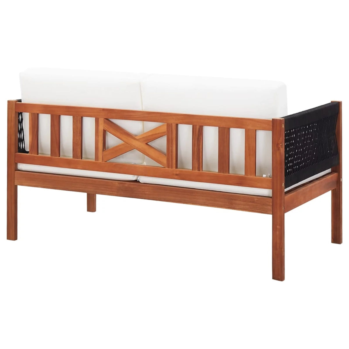 2-Seater Acacia Wood Patio Sofa with Cushions J659