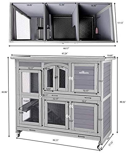 2 Story Small Animal Hutch with Feeder, Ramp and Slide Out Tray Z536700