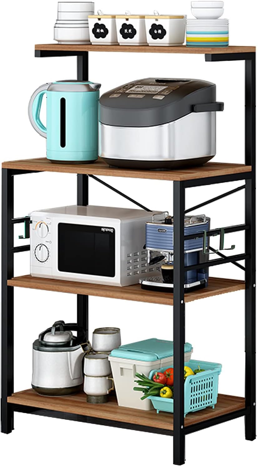 4-Tier Kitchen Storage Shelf Rack with 4 Hooks C731