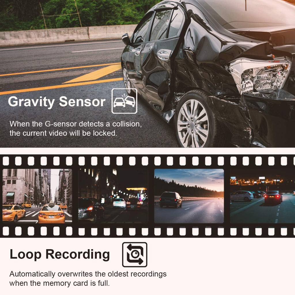 2.4 LCD Screen 170° Wide Angle Dash Cam, Pack of 2 K589