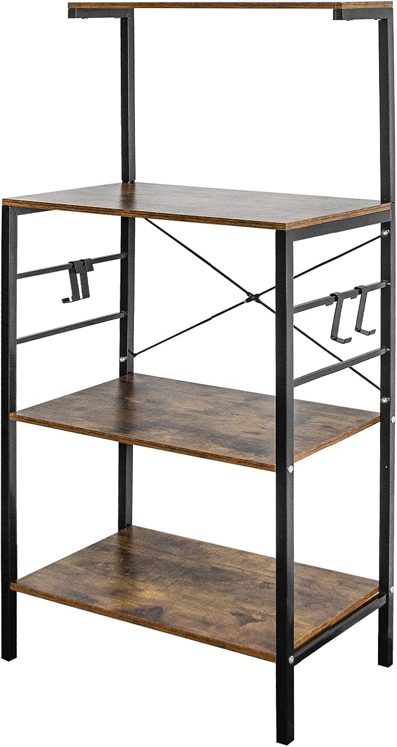 4-Tier Kitchen Storage Shelf Rack with 4 Hooks C731