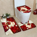 3Pcs Christmas Bathroom Decor Set with Toilet Seat Cover and U Shaped Toilet Rugs R619
