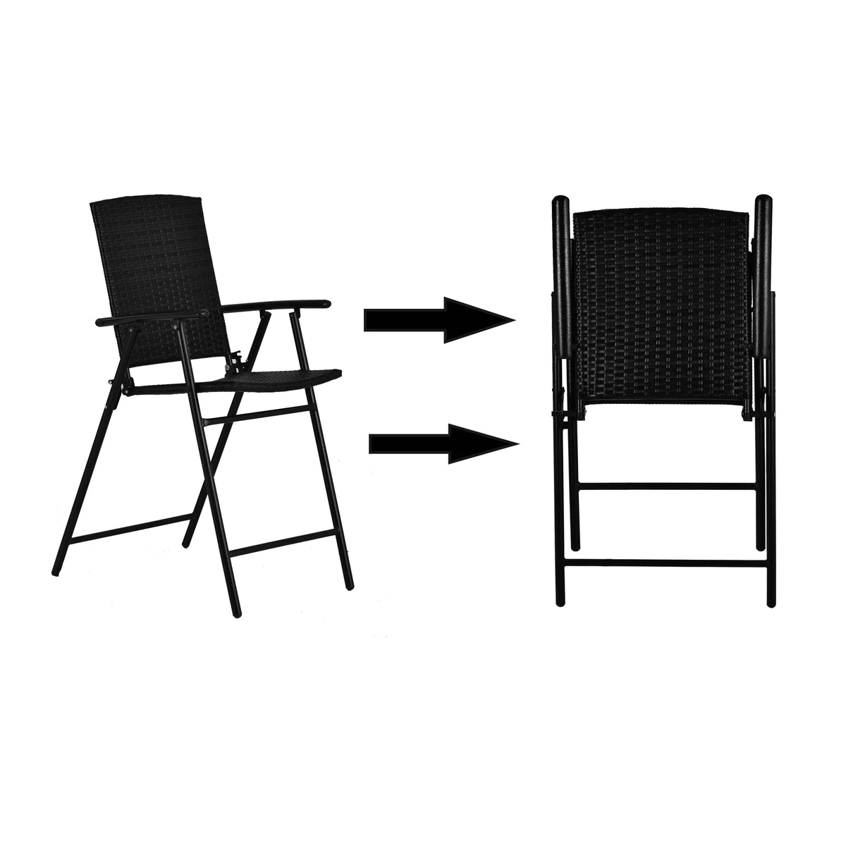 2 Pieces Outdoor Bistro Set with Umbrella Hole, 4 Foldable Chair, Brown K785917